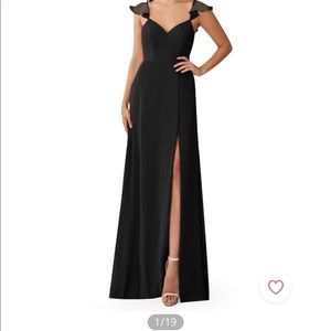 Azazie Everett Black chiffon bridesmaid dress